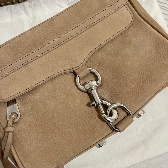 Rebecca Minkoff TAN Suede Mini Mac w/guitar strings - Picture 2 of 5